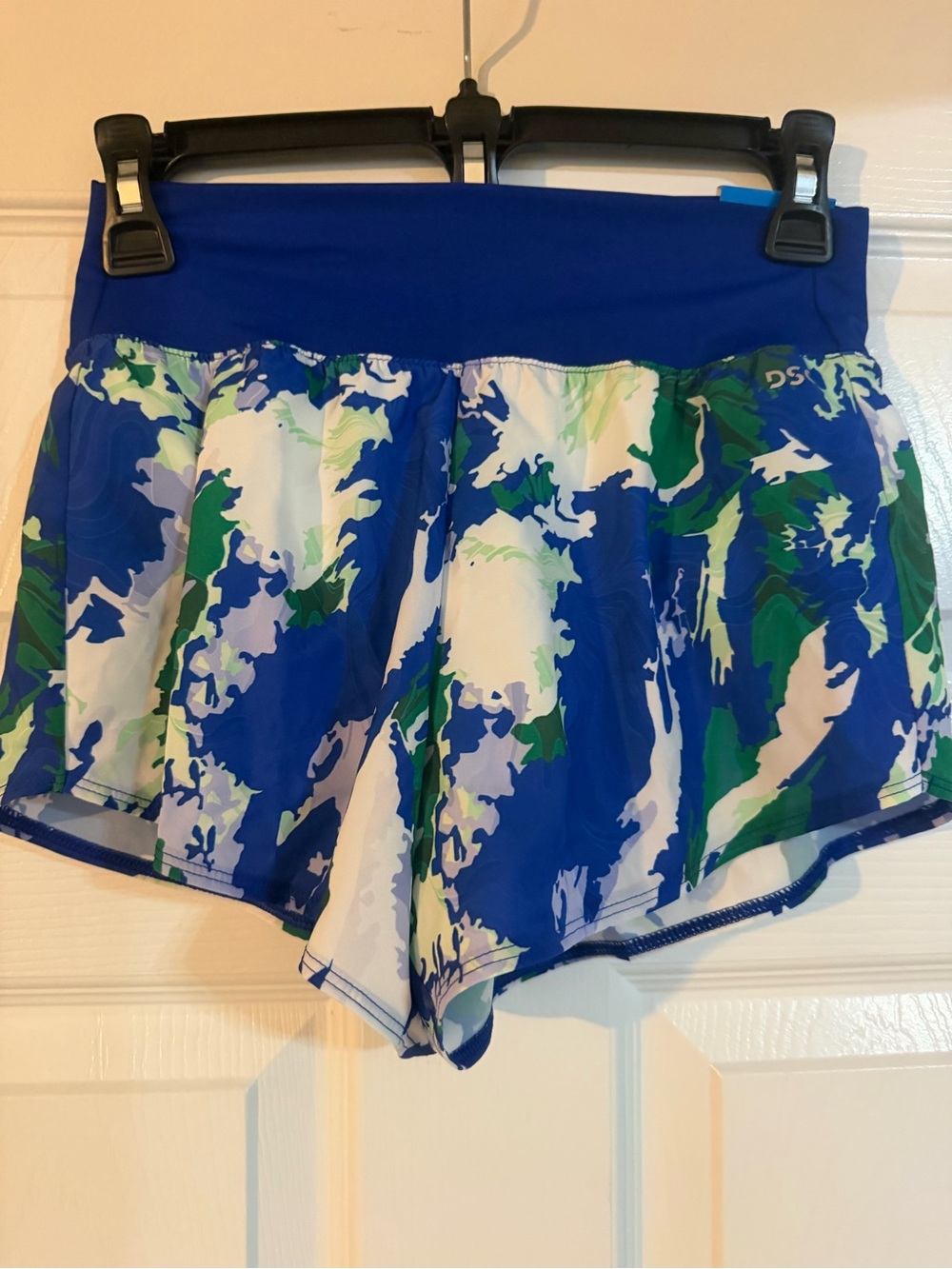 D&G Blue, White & Green Printed Girls' Athletic Shorts